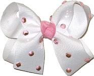 Medium White with Pink Jewels Jeweled Bow