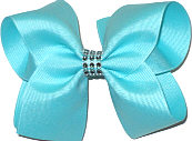 Aqua Large Bow with Colored Jewel Band