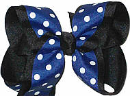 Large Black with Century Blue and White Dots and Black Knot