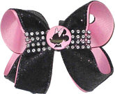Medium Minnie Mouse with Pink with Black Glitter and Rhinestones