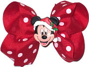 Medium Mickey Christmas Bow. Mickey on removable pin-back so bow can be used after Christmas.