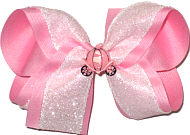 Large Pink with White Crackle Ribbon and Cinderella's Coach Miniature