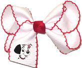 Medium Dalmation Doggie on White with Red Moonstitch Bow