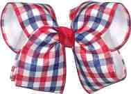 Large Red, White and Blue Plaid Large Double Layer Hair Bow