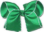 Large Moonstitch Bow Emerald and White