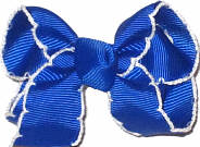Small Moonstitch Bow Electric Blue and White