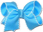 Mystic Blue and White Toddler Moonstitch Bow
