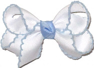 Small White and Millenium Blue Moonstitch Bow