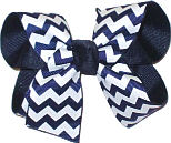 Navy and White Medium Double Layer Bow
