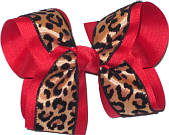 Cheeta over Red Large Double Layer Bow