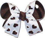 Brown and White Medium Double Layer Bow