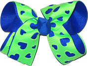Electric Blue and Neon Green Medium Double Layer Bow