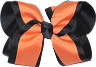 Burnt Orange and Black Large Double Layer Bow