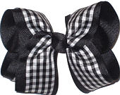 Black and White over Black Large Double Layer Bow