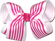 Hot Pink and White Large Double Layer Bow