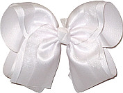 White Satin and Chiffon Over White Grosgrain MEGA Extra Large Double Layer Bow