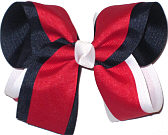 Navy Red and White Large Double Layer Bow