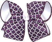 Regal Purple and White Large Double Layer Bow