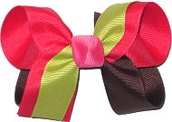 Geranium Chocolate Chip and Pistachio with Hot Pink Knot Medium Double Layer Bow