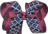 Burgundy Navy White Large Double Layer Bow