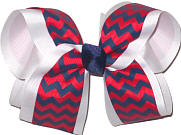 Large Red Navy White School Bow
