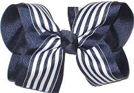Navy and White over Navy Large Double Layer Bow