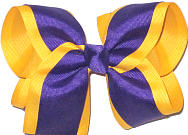 Large Regal Purple and Yellow Gold Double Layer Overlay Bow