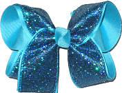 Large Sapphire Mini-Scales over Mystic Blue Double Layer Overlay Bow