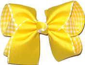 Large Maize over Maize and White Check Double Layer Overlay Bow
