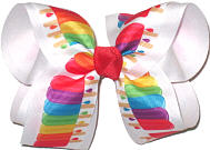 Large Multicolor Popsicles over White Double Layer Overlay Bow
