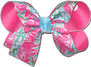 Medium Lilly Pulitzer Lobsters over Hot Pink Double Layer Overlay Bow