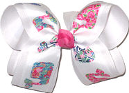 Large Lilly Pulitzer Whales over White Double Layer Overlay Bow