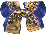 Large Metallic Gold Sequin over Purple Double Layer Overlay Bow