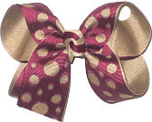 Medium Burgundy with Die Cut Rounds over Khaki Double Layer Overlay Bow