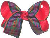 Medium Plaid over Red Double Layer Overlay Bow