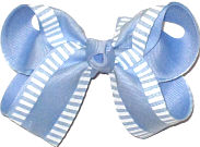 Medium Chiffon with White Stirpes over Millenium Blue Double Layer Overlay Bow