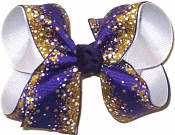 Medium Purple with Metalltic Gold over White Double Layer Overlay Bow