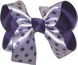Purple Stars over Purple Medium Double Layer Bow