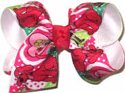 Toddler Clifford the Big Red Dog over White Double Layer Overlay Bow