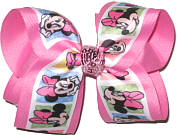 Large Minnie Mouse over Pink Double Layer Overlay Bow