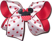 Medium Red Dot and White over Red with Minnie Mouse Miniature Double Layer Overlay Bow